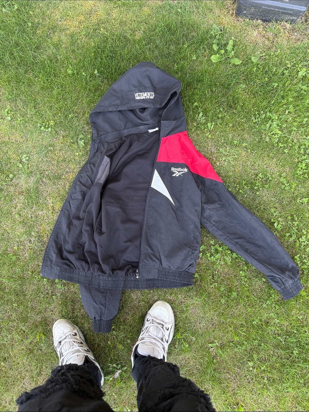 Reebok Black Jacket with Red Shoulder Panel and White Logo
